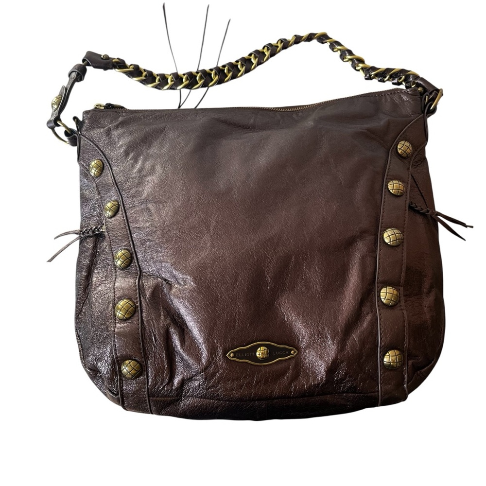 VTG Y2K Elliott Lucca Convertible Studded Leather Hobo Crossbody Shoulder Bag